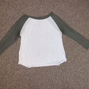 American Eagle Green and White Baseball Tee